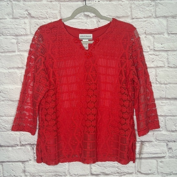 Alfred Dunner Coral Crochet Blouse NWT - Picture 3 of 11